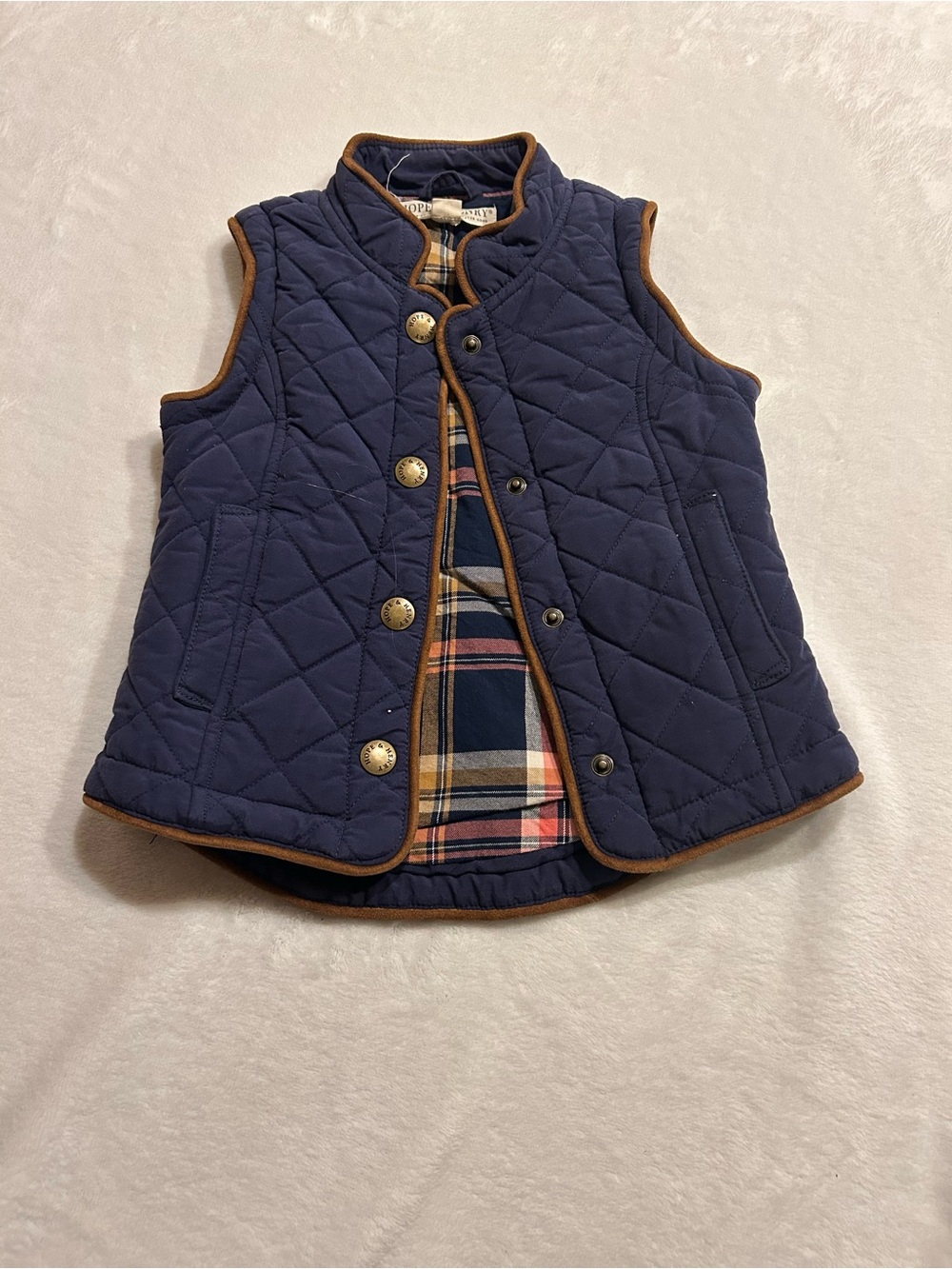 Hope & Henry Quilted Equestrian Style Plaid Lined Vest Size 2T